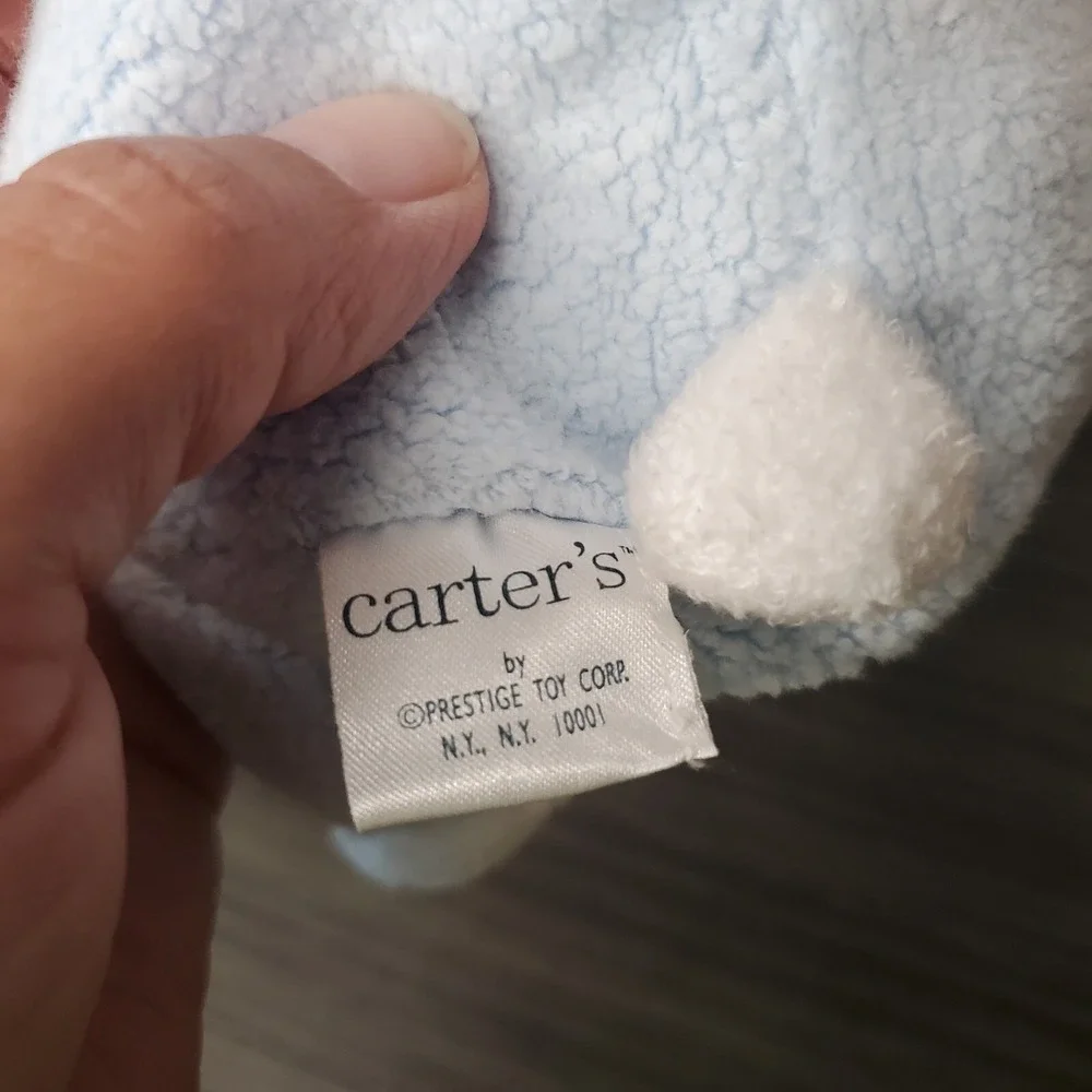 Carter's Prestige‎ Toy My First 1st Bear Rattle Plush Baby Blue Teddy Bunny Feet